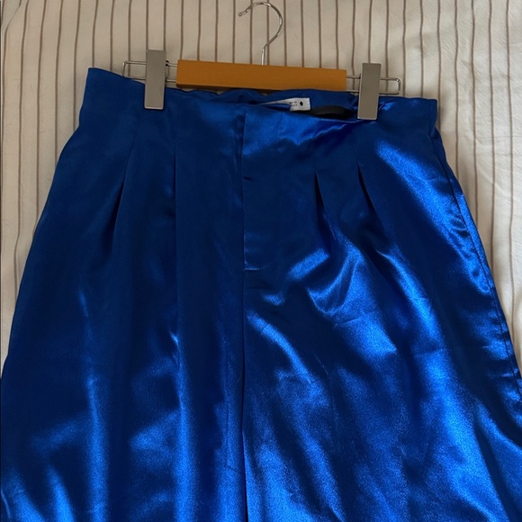Zara Vibrant Royal Blue Satin Pants L - Picture 2 of 6